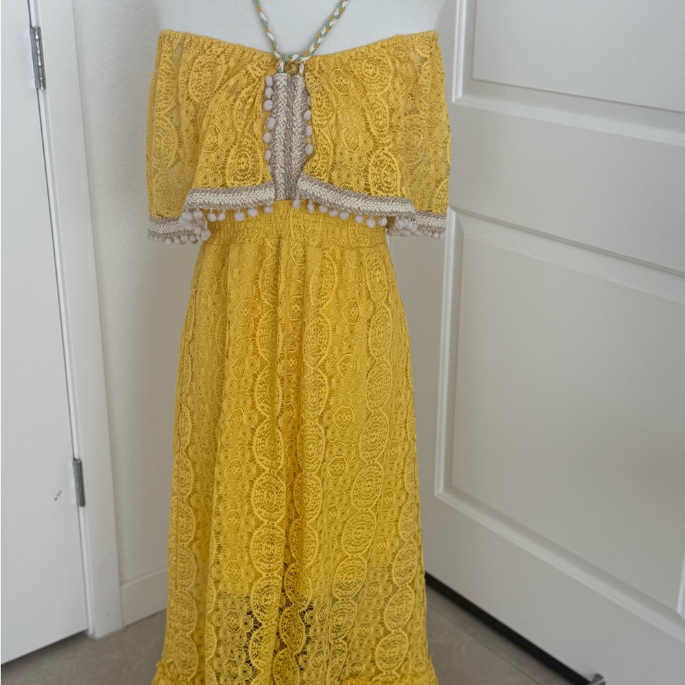 Boho Chic Yellow Lace Maxi Dress